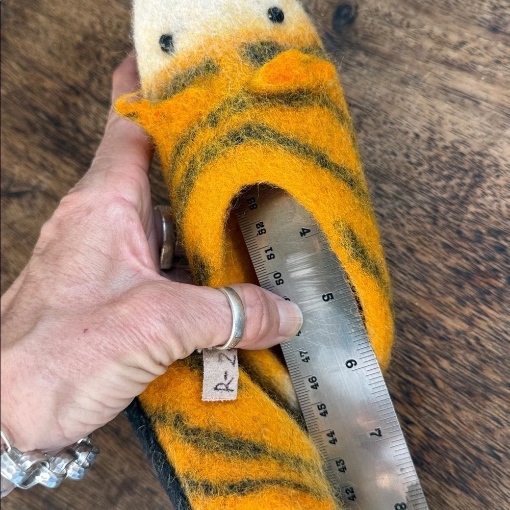 Artisan hand made hand felted pure wool Tiger Slippers for Kids